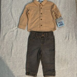 Little Lad Boy’s Matching Set Of Pants & Long Sleeve Shirt Size 12 Months NWT
